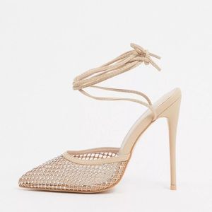 Public Desire Carina embellished heeled shoes with ankle ties US 6